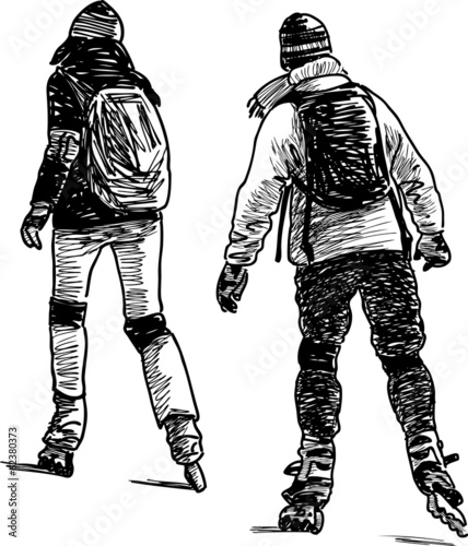 people rollerblading