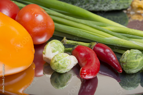 fresh vegetables on a round platter