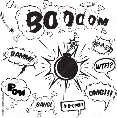 Comic speech bubbles design elements collection