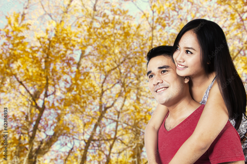 Couple in the autumn park Couple in the autumn park