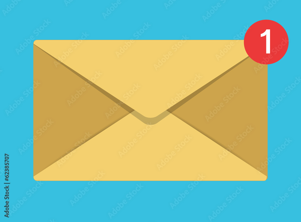 Vector flat envelope icon on blue background. Vector flat envelope icon on blue background.