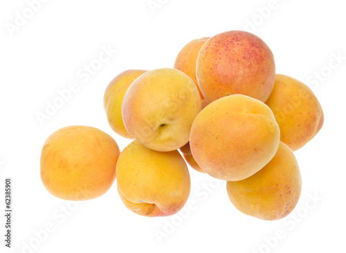 Ripe Apricots Isolated on White Background