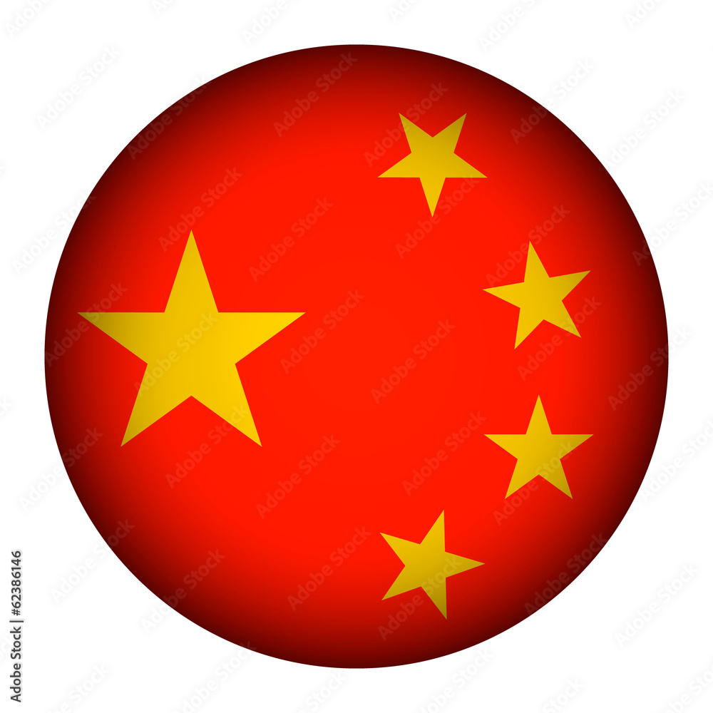 China flag button. China flag button.