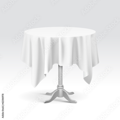Vector Empty Round Table with Tablecloth