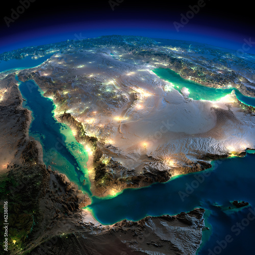 Night Earth. Saudi Arabia photo