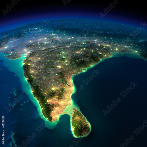 Night Earth. India and Sri Lanka photo