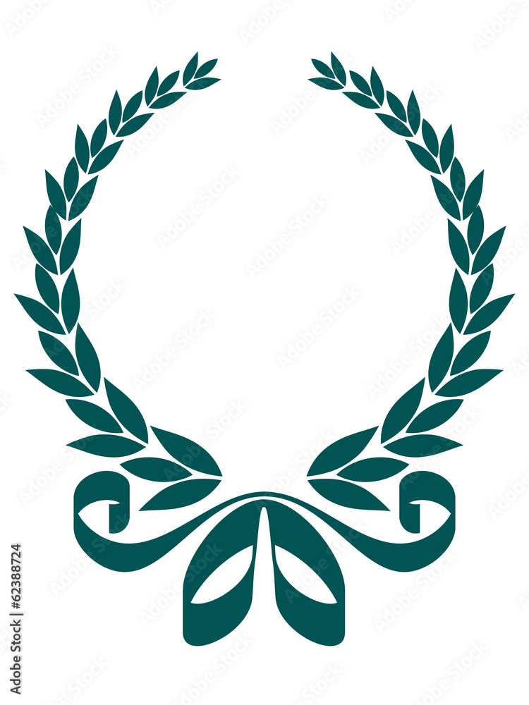 Foliate laurel wreath with a decorative ribbon Foliate laurel wreath with a decorative ribbon
