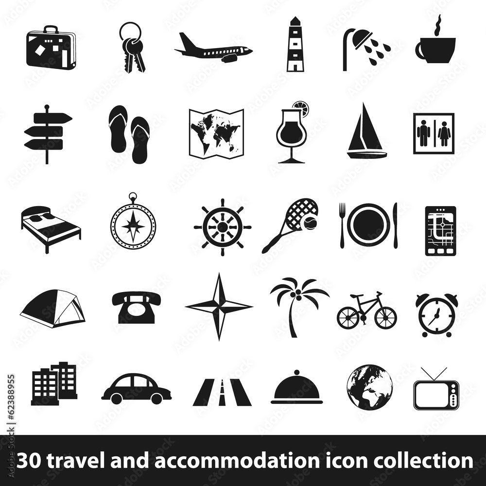 Naklejka premium travel and accommodation icons