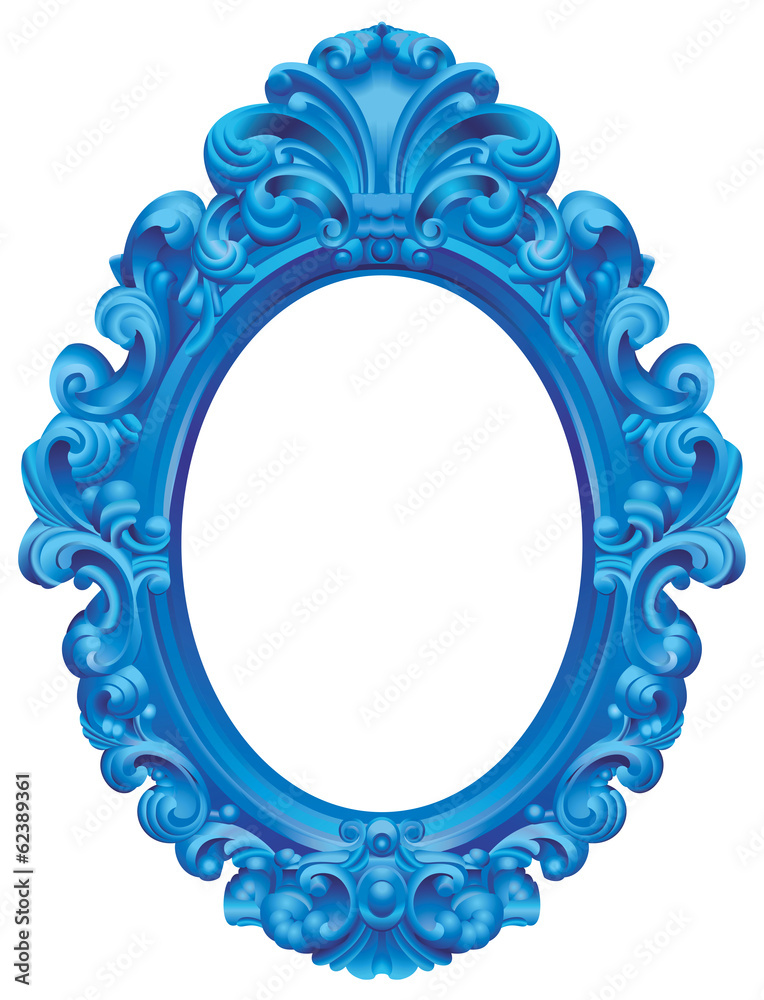 Vecteur Stock Cadre baroque ovale bleu | Adobe Stock