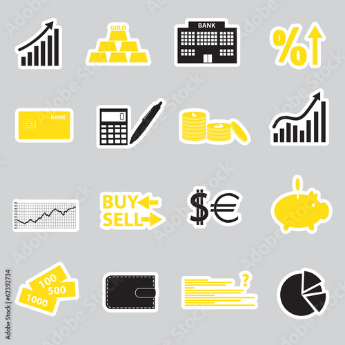 financial and money stickers eps10