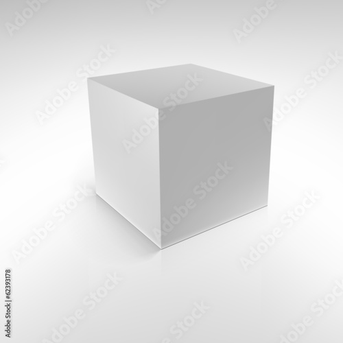 Cube with reflections and shadows, vector illustration