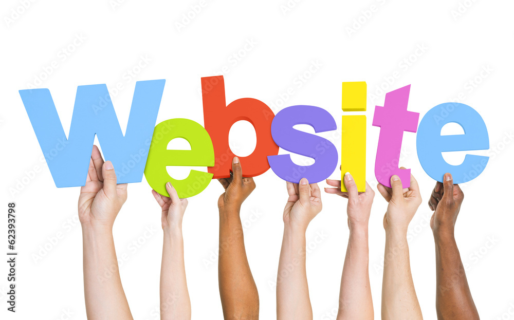 Multi-Ethnic Group of People Holding The Word Website Multi-Ethnic Group of People Holding The Word Website
