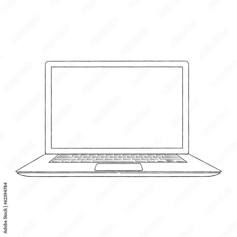 Hand-drawn outlined laptop vector illustration Hand-drawn outlined laptop vector illustration