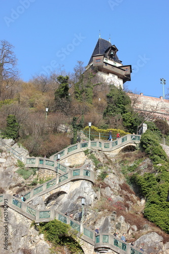 Der Schloßbergsteig zum Uhrturm auf dem Grazer Schloßberg photo