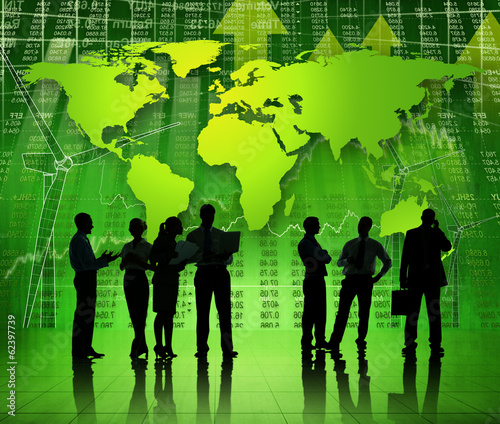 Group of Business People on Green World Economic
