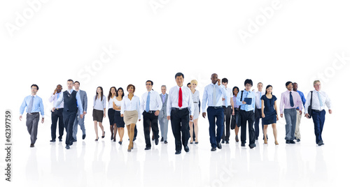 Group of Business People Walking on White Background