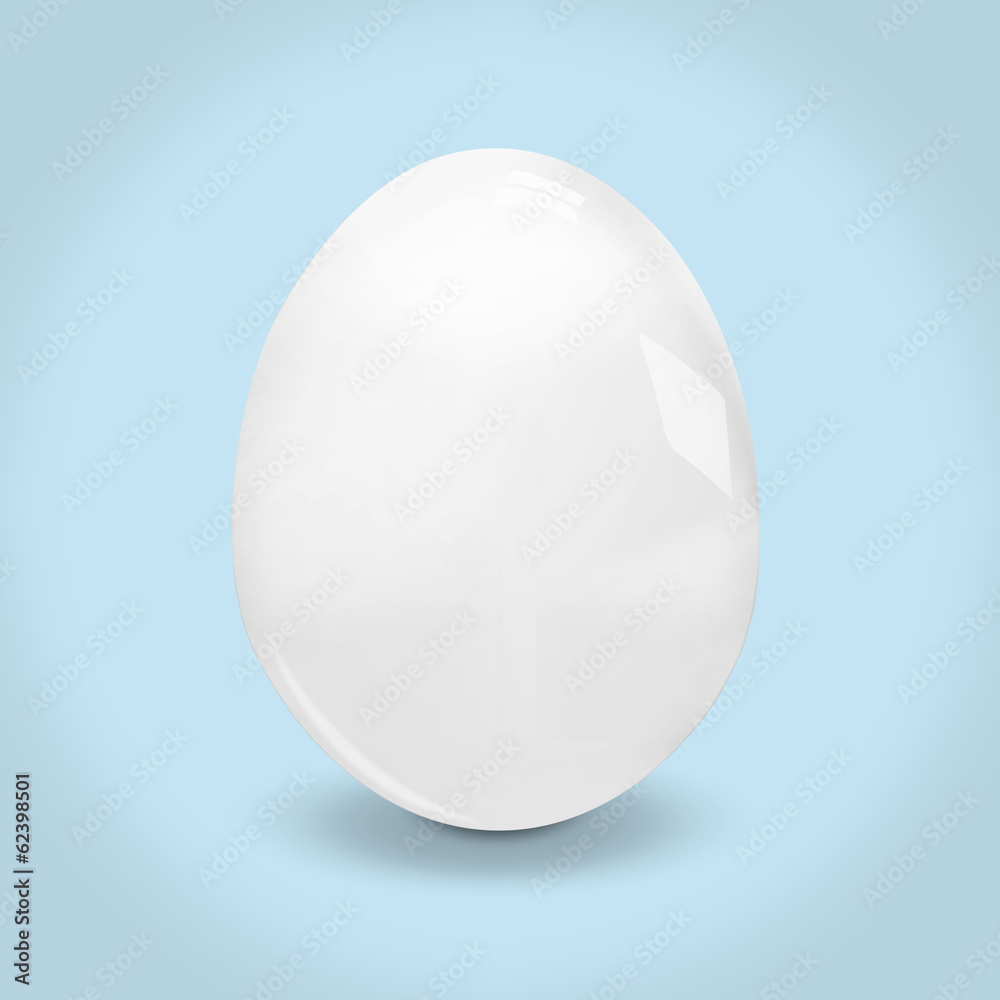 white glossy shiny egg on light blue background white glossy shiny egg on light blue background