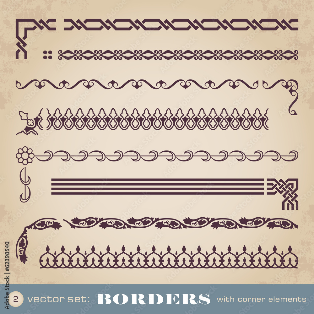 Fototapeta premium Borders with corner elements - set 2