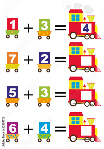 Obraz na płótnie mathematical train for kids (adding) w salonie