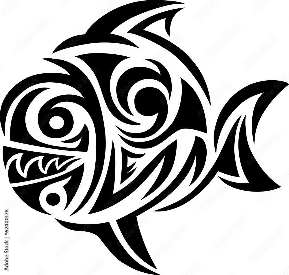 Obraz premium Fish tribal art vector