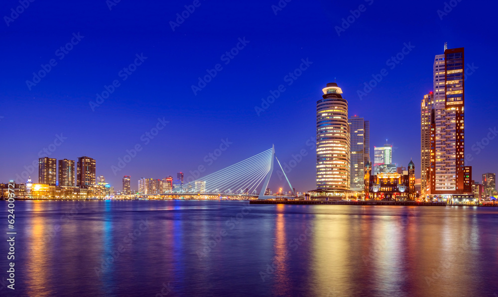 Erasmus Bridge at Twilight, Rotterdam, The Netherlands