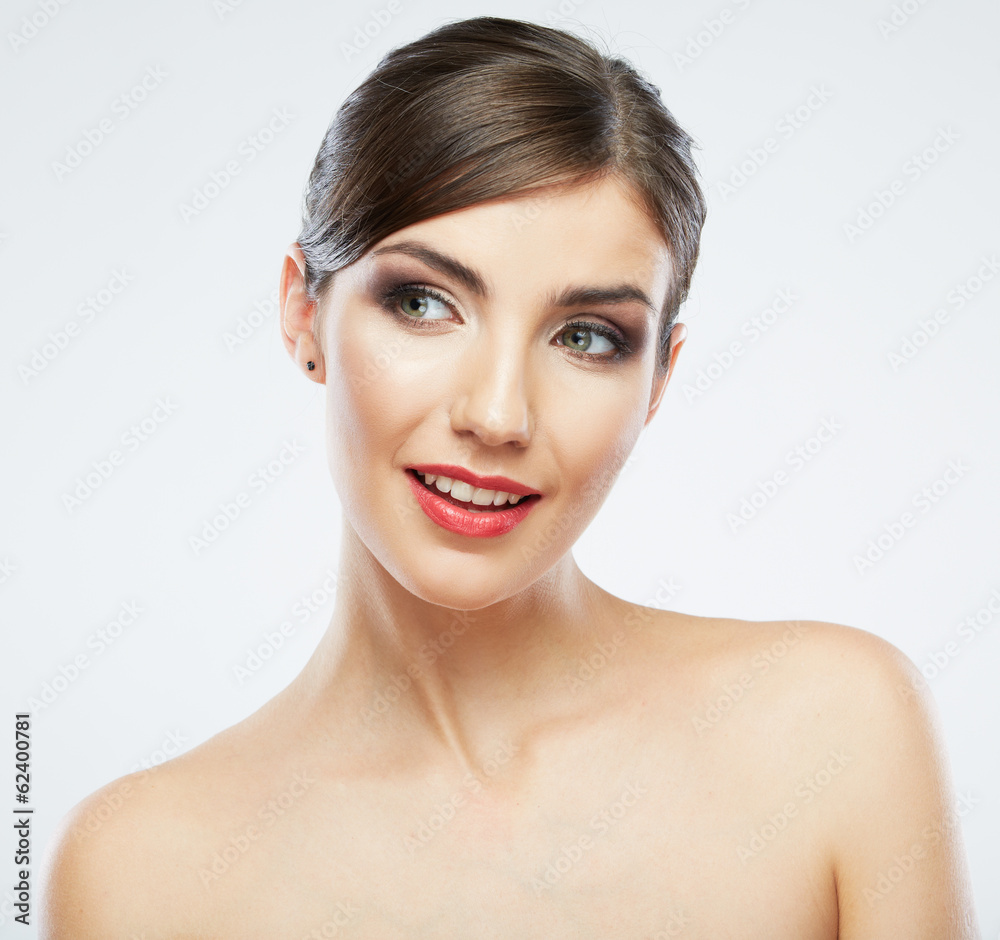 Beauty woman face close up portrait.