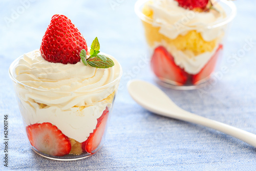 Strawberry trifle in a glass