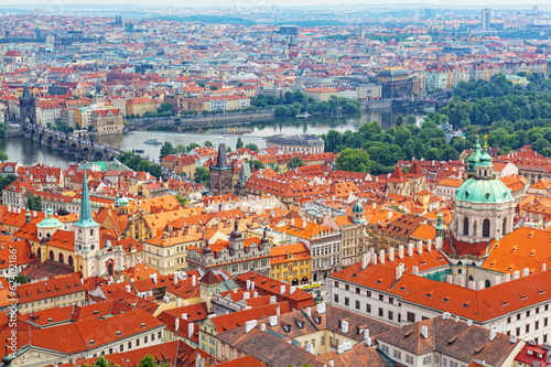 View of the historical districts of Prague 