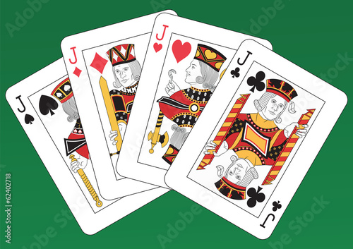 Four Jacks playing cards. Original figures