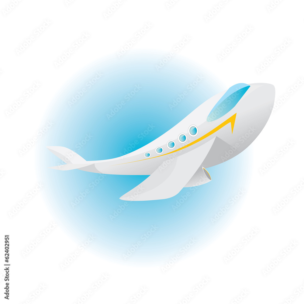 Obraz premium vector airplane icon. cartoon plane in blue sky