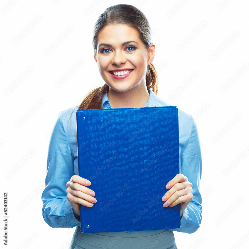 Smiling Business woman with business folder. Smiling Business woman with business folder.