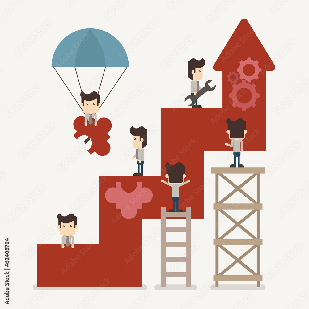 Businessman make graph Businessman make graph