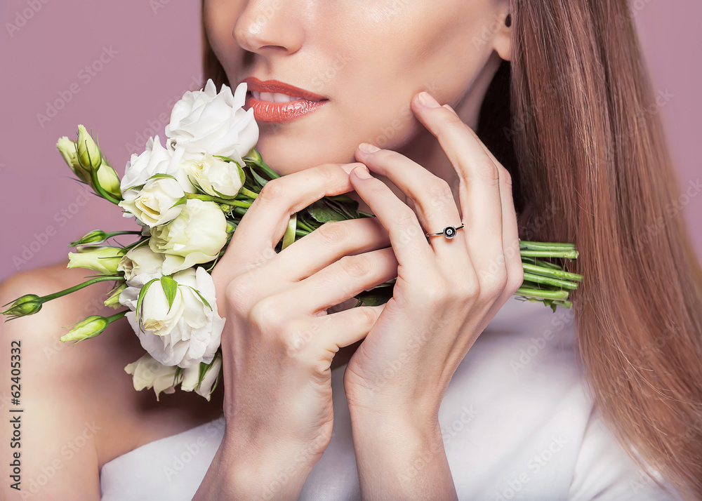 Beauty Portrait. Beautiful Spa Woman Touching her Face. Beauty Portrait. Beautiful Spa Woman Touching her Face.