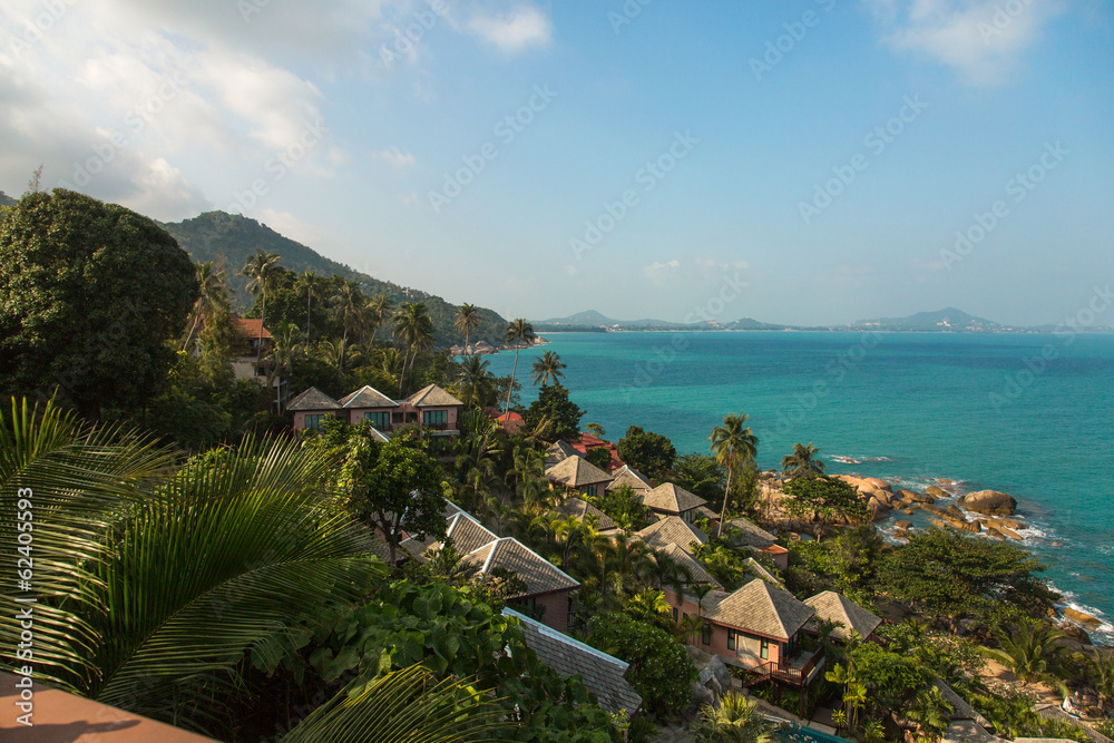 Tropical settlement with sea view