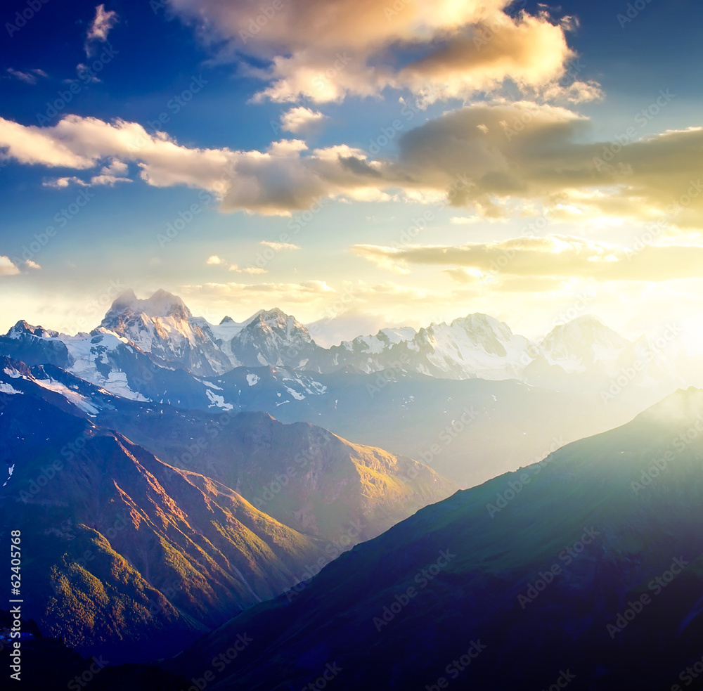 Mountains during sunset. Beautiful natural landscape