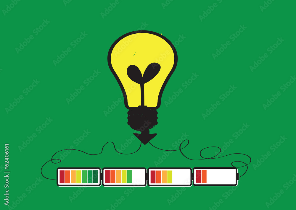 Light bulb Charging Battery Power Idea design