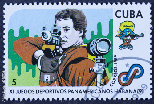 CUBA - CIRCA 1990 A post stamp printed CUBA, 1991. photo