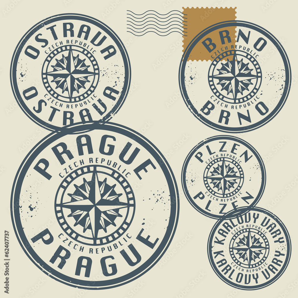 Grunge rubber stamp set with names of Czech Republic cities Grunge rubber stamp set with names of Czech Republic cities