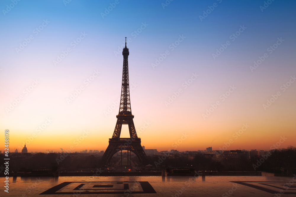 beautiful panoramic view on Eiffel tower in Paris, France