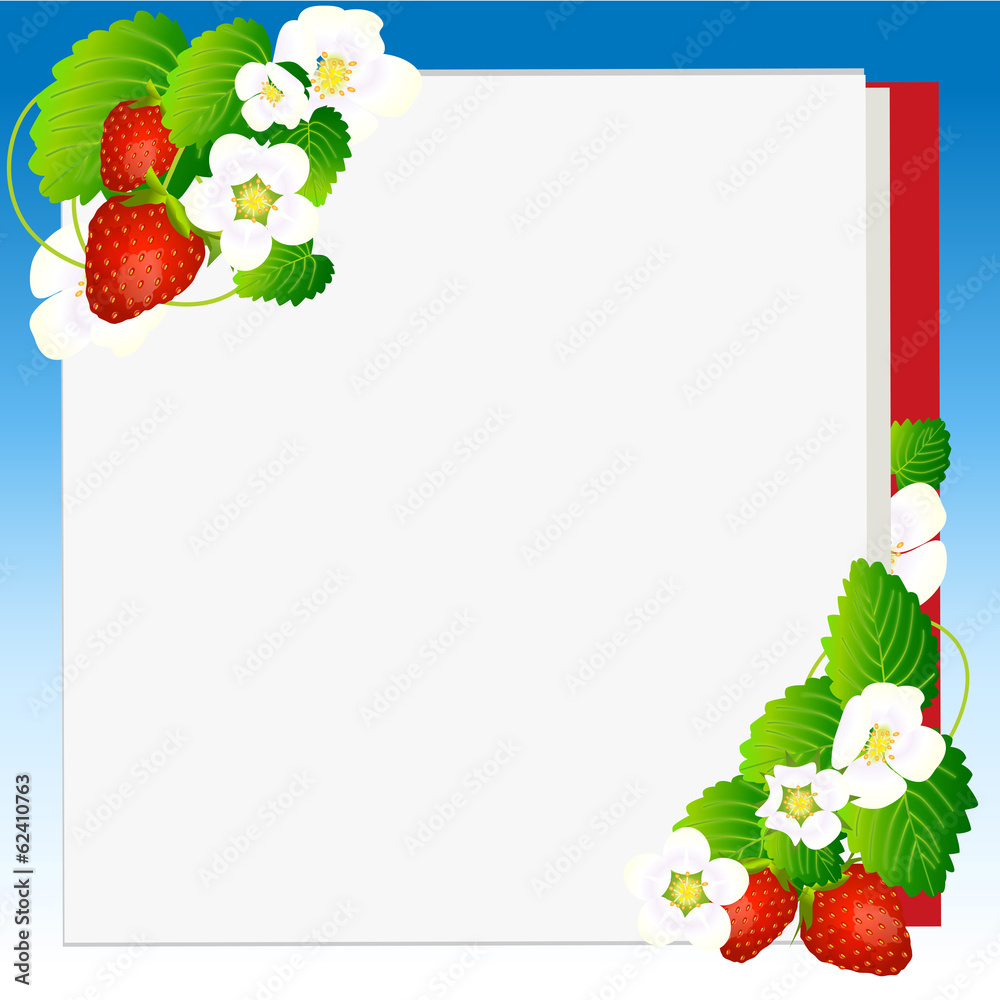 苺の実と花のカード