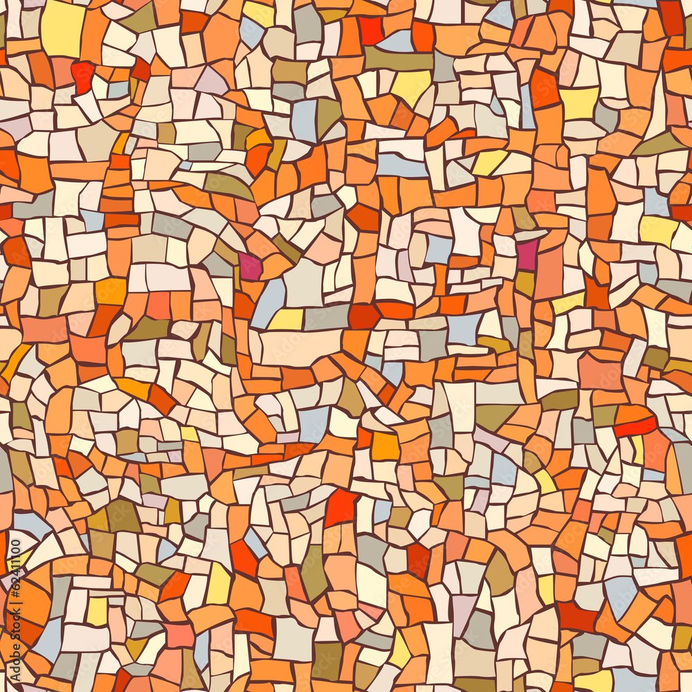 Seamless pattern of marble orange mosaic.