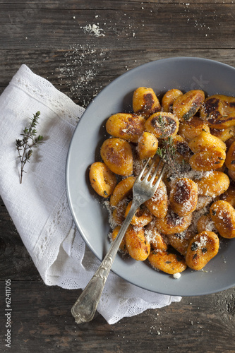 pumpkin dumplings italian gnocchi with thym and parmesan