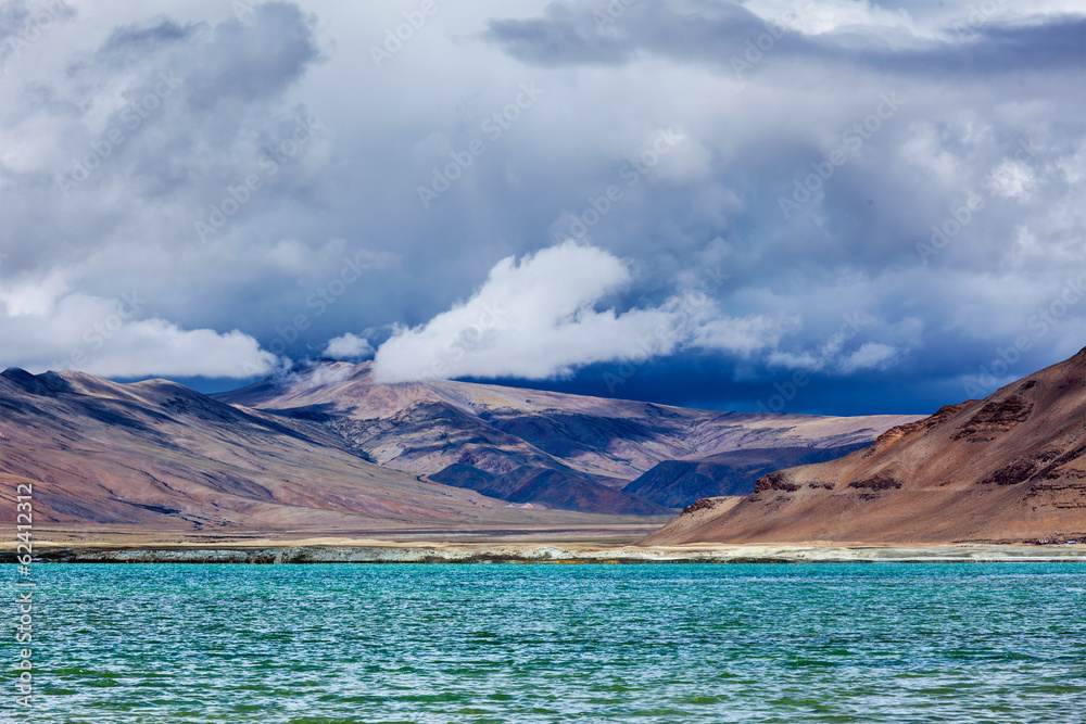 Himalayan lake Tso Kar in Himalayas, Ladakh, India