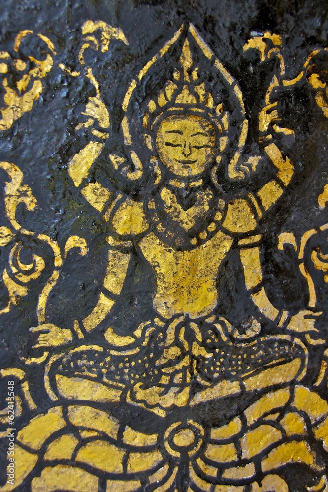 Mural of Devatas in Laos Temple