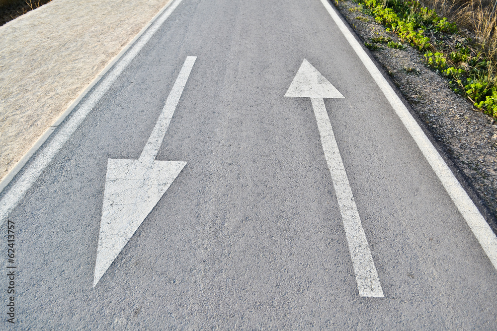 Arrows on cycle lane