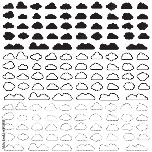 Collection of cloud shapes  Cloud icons  Vector illustration