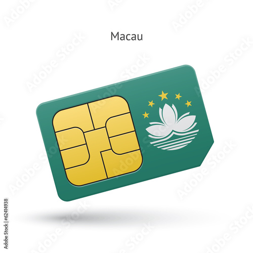 Macau mobile phone sim card with flag.