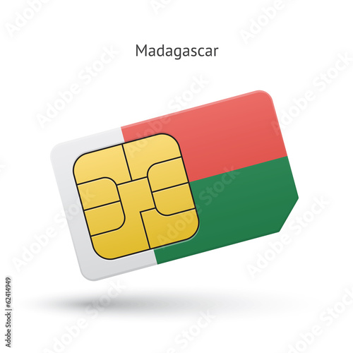 Madagascar mobile phone sim card with flag. photo