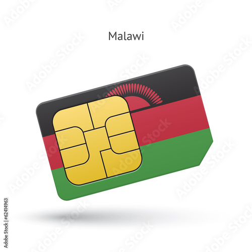 Malawi mobile phone sim card with flag.