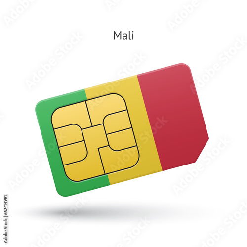 Mali mobile phone sim card with flag.